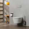 Abattant WC double laqué frein de chute déclipsable rond ROCA Inspira round blanc sur cuvette sans bride Rimless