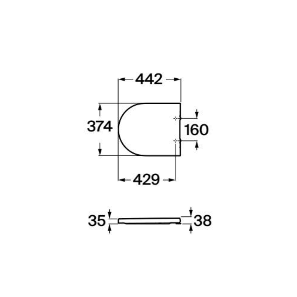 Dimensions de l'abattant WC double laqué frein de chute déclipsable rond ROCA Inspira round blanc