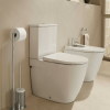 Abattant WC frein de chute compact déclipsable rond ROCA Ona blanc brillant sur WV au sol Rimless