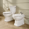 Abattant WC rond double laqué frein de chute ROCA Carmen blanc in situ