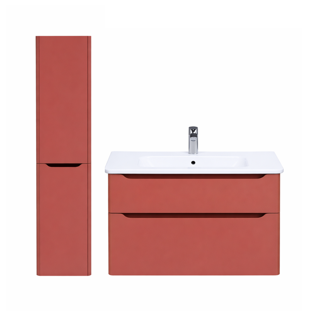 Meuble vasque suspendu VITRA Sento Round Terracotta mat + Colonne gauche