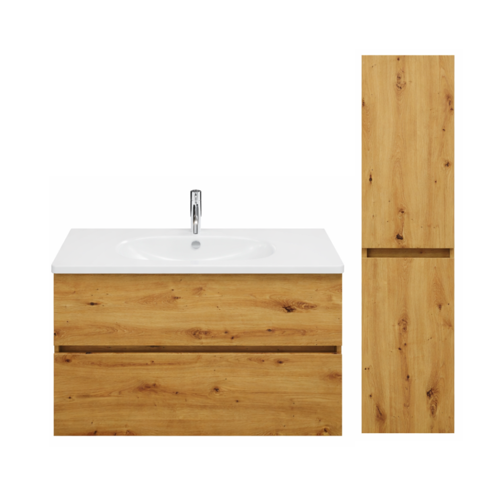 Pack meuble vasque BURGBAD Joline + colonne chêne