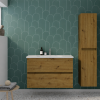 Pack meuble de salle de bain simple vasque BURGBAD Joline + colonne chêne