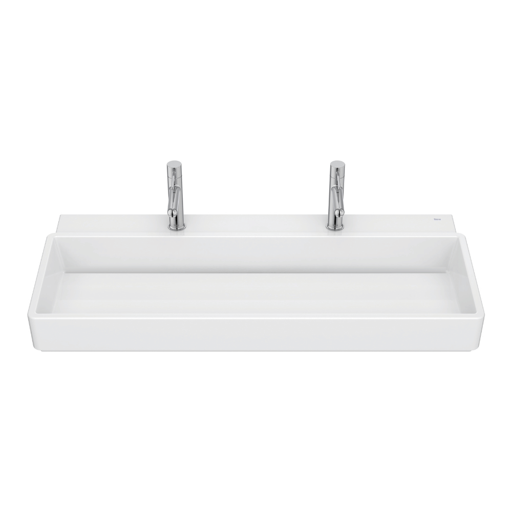 Lavabo mural autoportant percé 2 trous ROCA Tura blanc brillant 100 cm