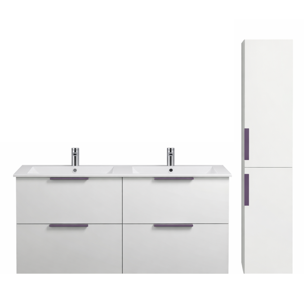 Pack meuble double vasque 120 cm BURGBAD Olena + colonne blanc