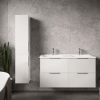 Pack meuble double vasque 120 cm BURGBAD Olena + colonne ambiance blanc