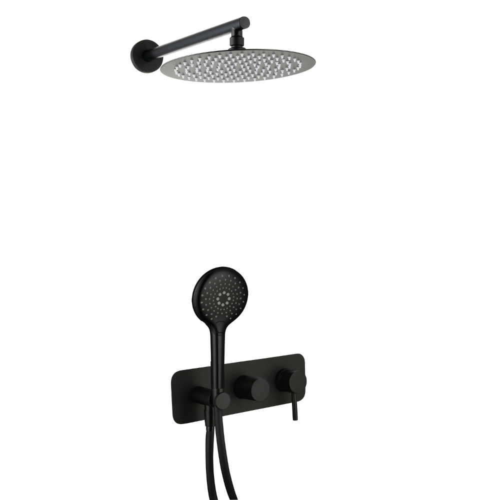 Colonne de douche mécanique encastré PAINI Cox noir mat + douchette 3 jets + corps encastré