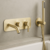 Zoom sur le mitigeur bain douche mécanique mural + douchette 1 jet + corps encastré PAINI Ortence laiton brossé