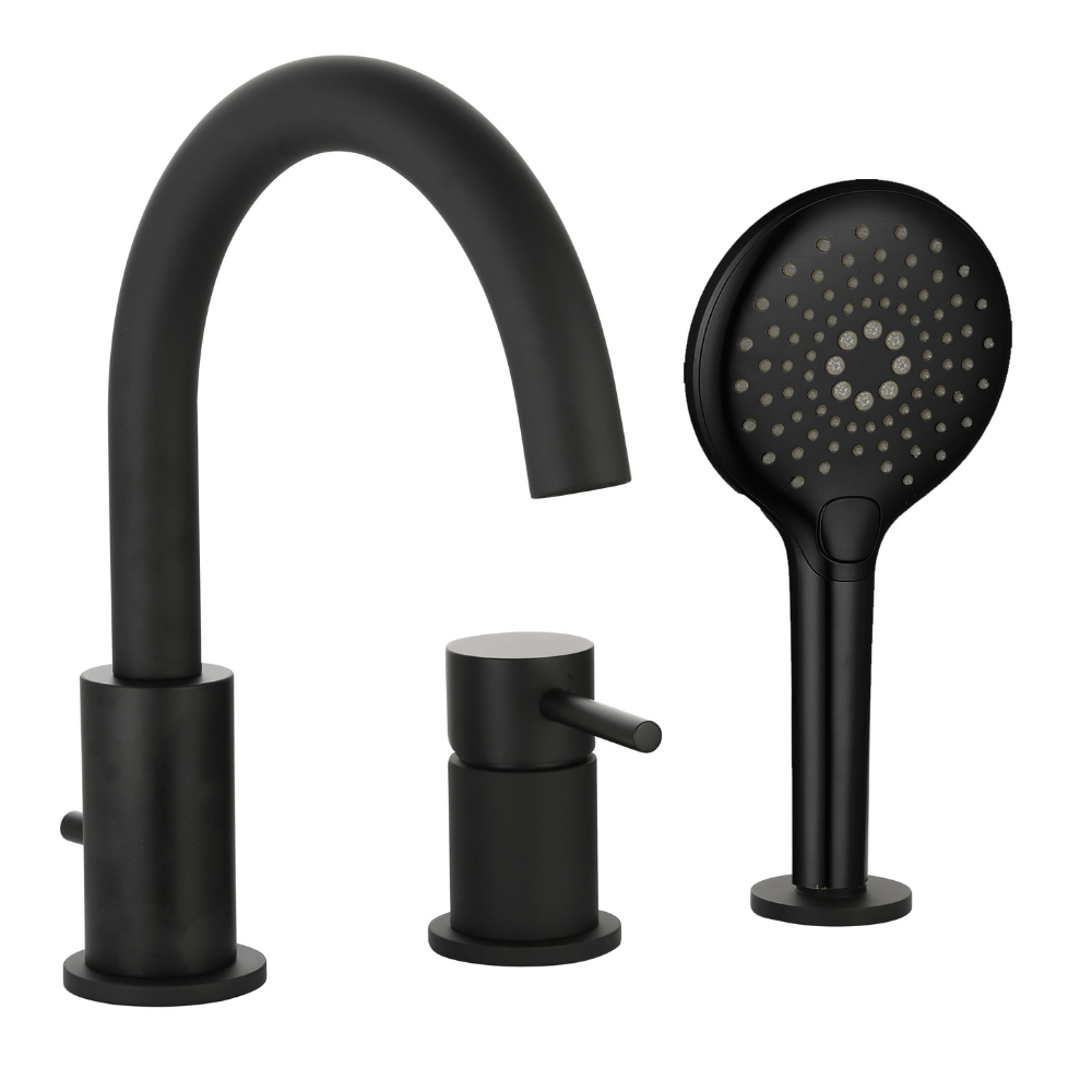 Mitigeur bain douche mécanique 3 trous + douchette 3 jets PAINI Cox noir mat