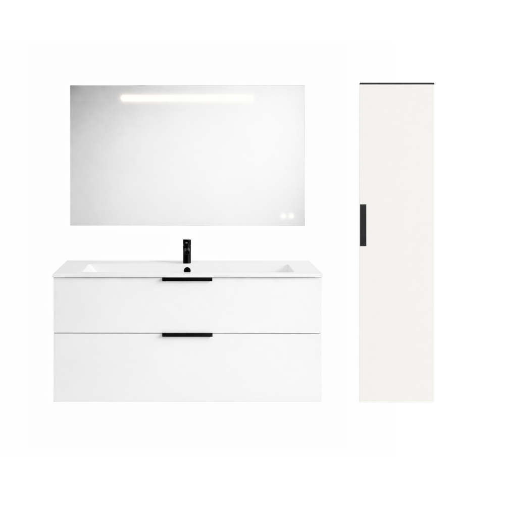 Pack meuble vasque BURGBAD Olena + miroir + colonne