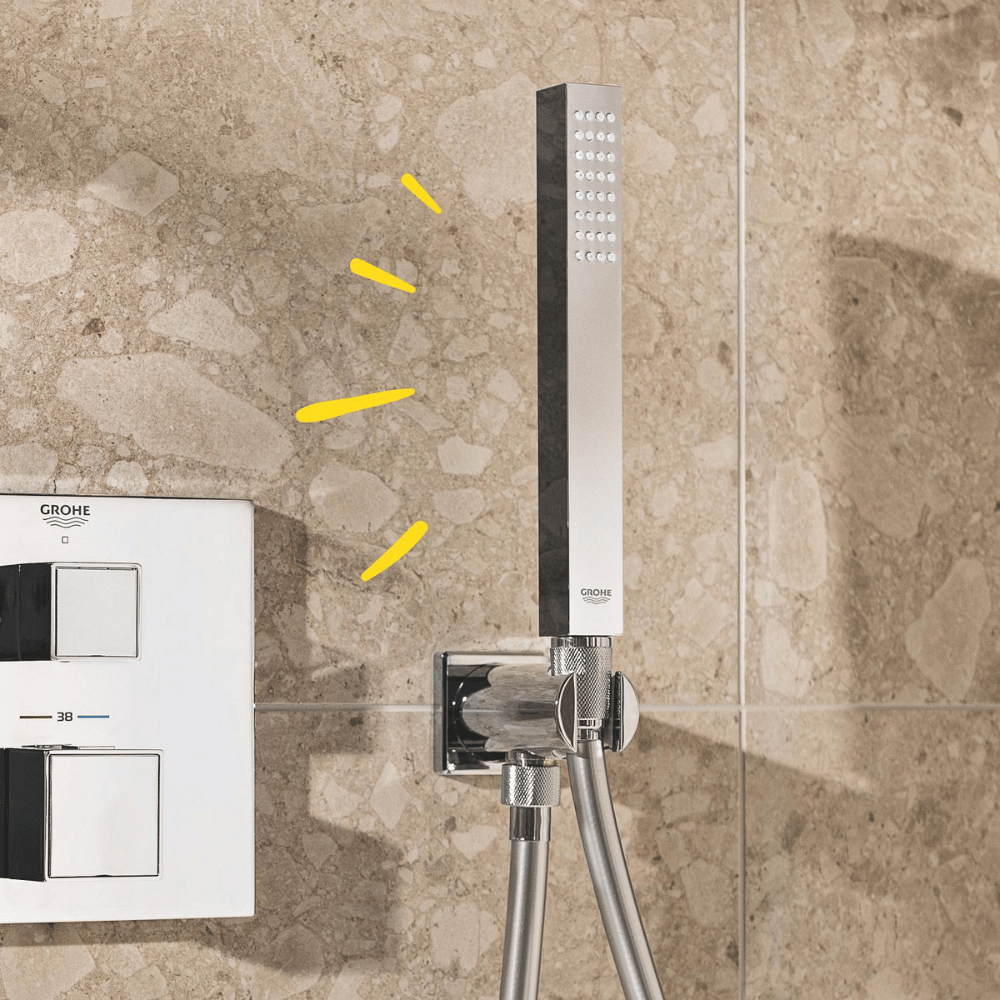 Douchette GROHE Vitalio Joy Cube Stick avec flexible 150 cm et support mural ambiance