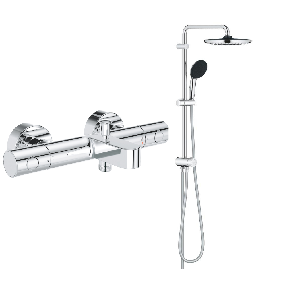 Pack mitigeur bain douche thermostatique GROHE Quickfix Precision Get + colonne GROHE Vitalio Start 250 Chromé