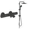 Pack mitigeur bain douche thermostatique GROHE Quickfix Precision Start + colonne GROHE Vitalio Start 250 Noir mat