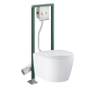 Pack WC suspendu sans bride GROHE Start Round + Abattant frein de chute + Bâti-support autoportant PRESTO + Plaque chromée