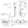 Schéma Pack mitigeur bain douche thermostatique HANSGROHE Ecostat Universal + colonne HANSGROHE Vernis Shape 230 chromé