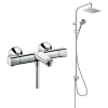 Pack mitigeur bain douche thermostatique HANSGROHE Ecostat Universal + colonne HANSGROHE Vernis Shape 230 chromé