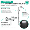 Avantages Pack mitigeur bain douche thermostatique HANSGROHE Ecostat Universal + colonne HANSGROHE Vernis Shape 230 chromé