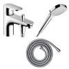 Pack mitigeur bain douche mécanique HANSGROHE Vernis Blend C2 + Pommeau de douche Croma 110 + Flexible Metaflex chromé
