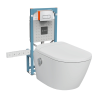 Pack WC lavant suspendu sans bride avec abattant et attentes électriques VitrA V-Care Ultra blanc + bâti autoportant V-Fix Easy