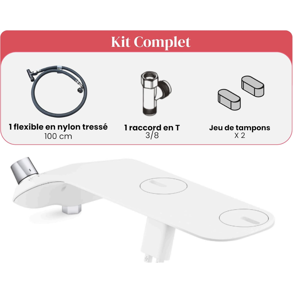 Kit bidet lavant pour abattant WC universel JACOB DELAFON Seine blanc brillant