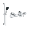 Mitigeur baignoire Grohe Grohtherm et douchette + barre de douche + porte savon Grohe Tempesta