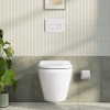 Cuvette WC suspendu sans bride VitrA Integra blanc avec abattant frein de chute vue de face