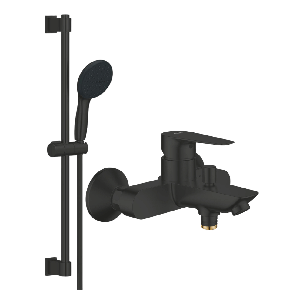 Mitigeur bain douche mécanique GROHE Start Edge 2020 Noir mat + Ensemble de douche 2 jets avec barre Vitalio GROHE Start 110
