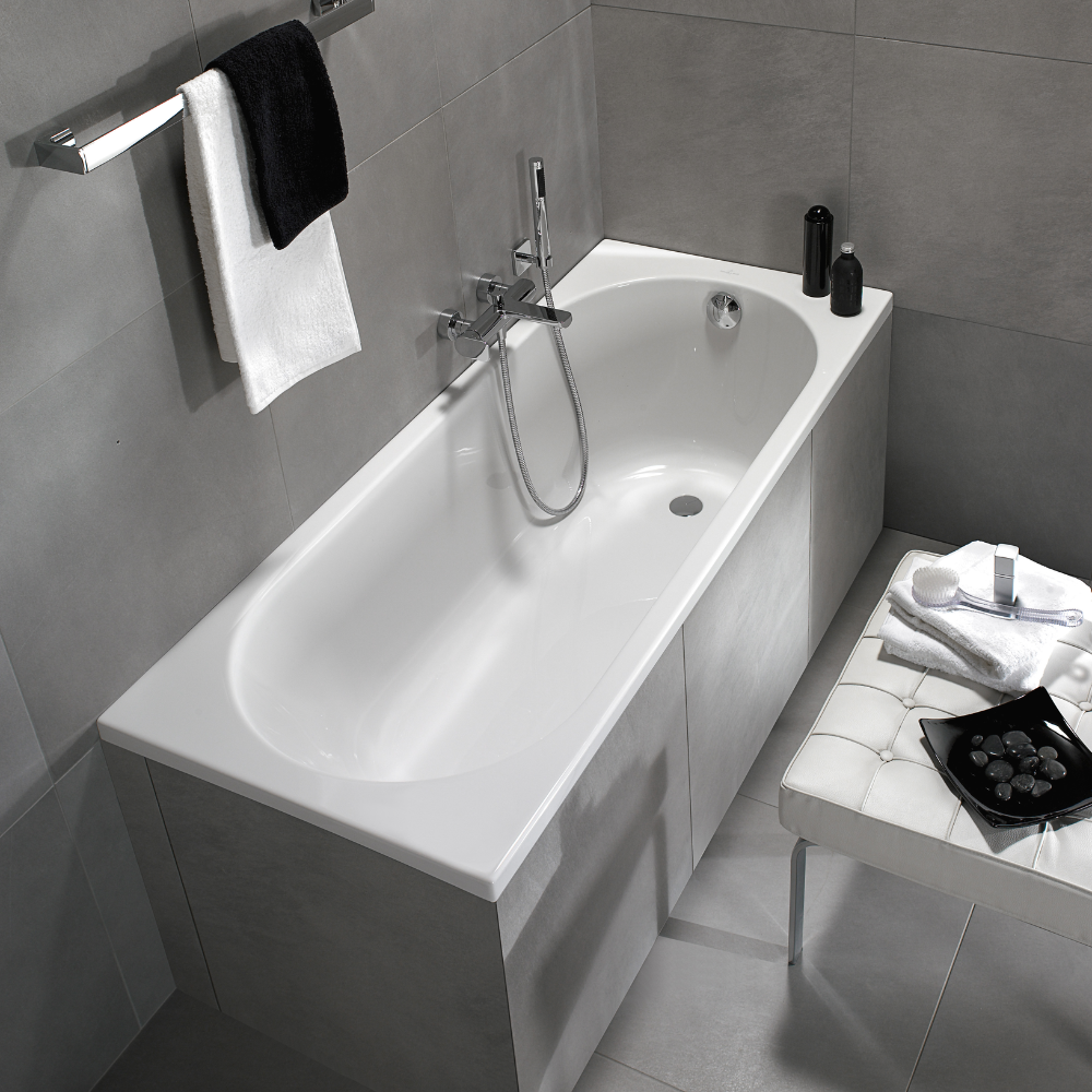 Ambiance Baignoire droite VILLEROY & BOCH O.Novo + Vidage de baignoire WIRQUIN chromé