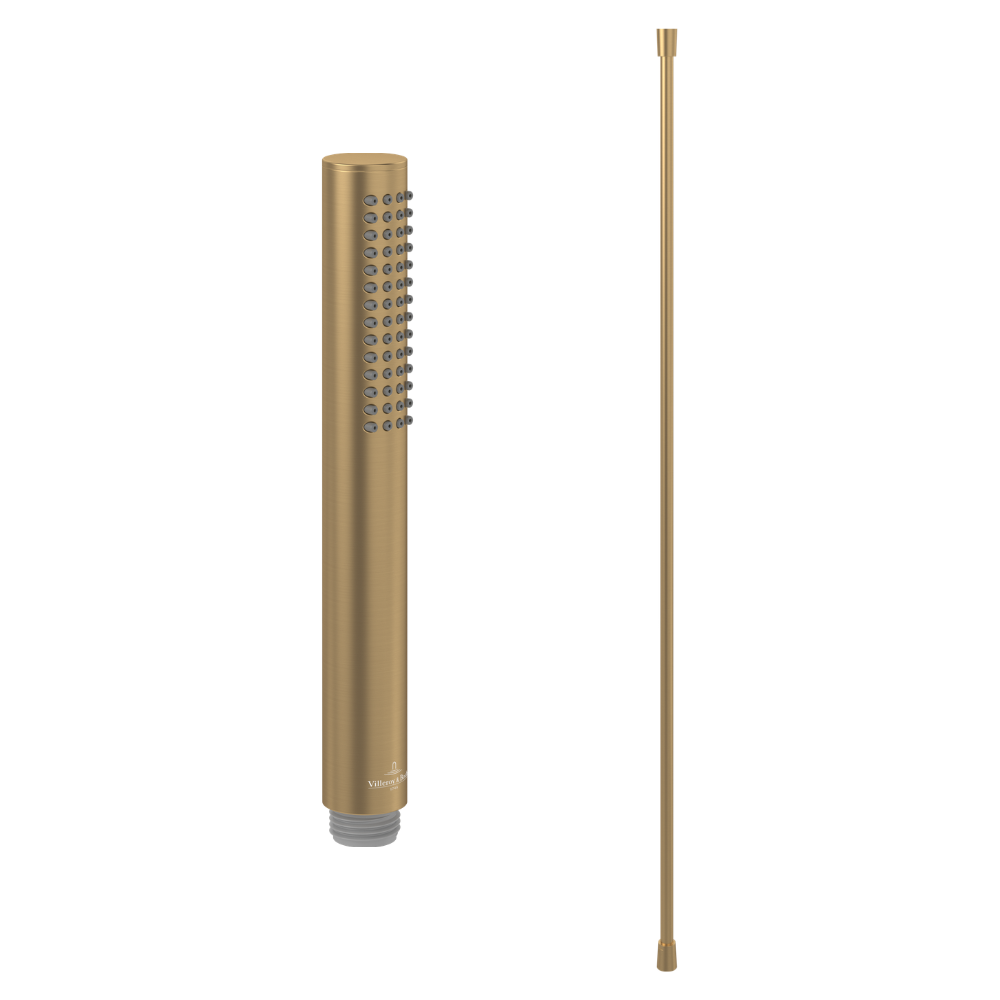 Pommeau de douche VILLEROY & BOCH Verve Showers Stick + Flexible de douche Universal Showers 160 cm doré
