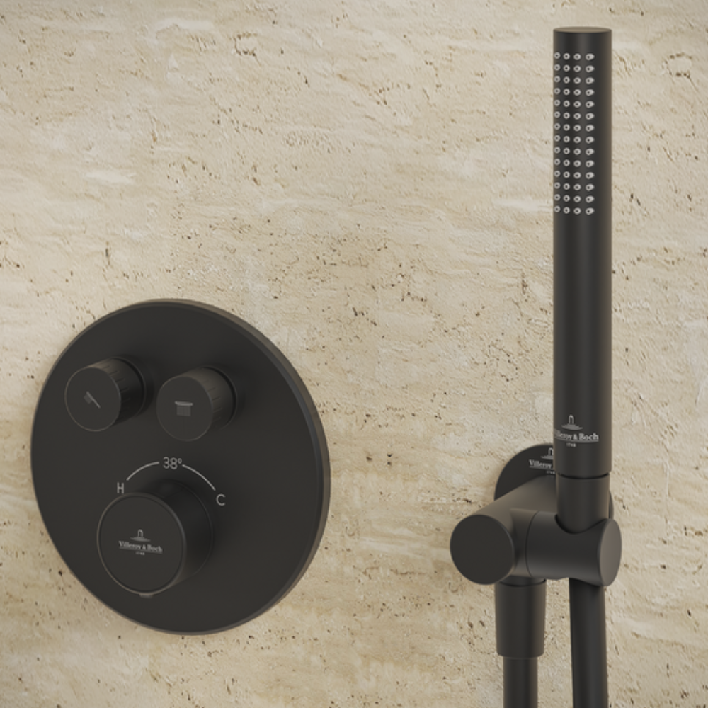 Ambiance Pommeau de douche VILLEROY & BOCH Verve Showers Stick + Flexible de douche Universal Showers 160 cm noir