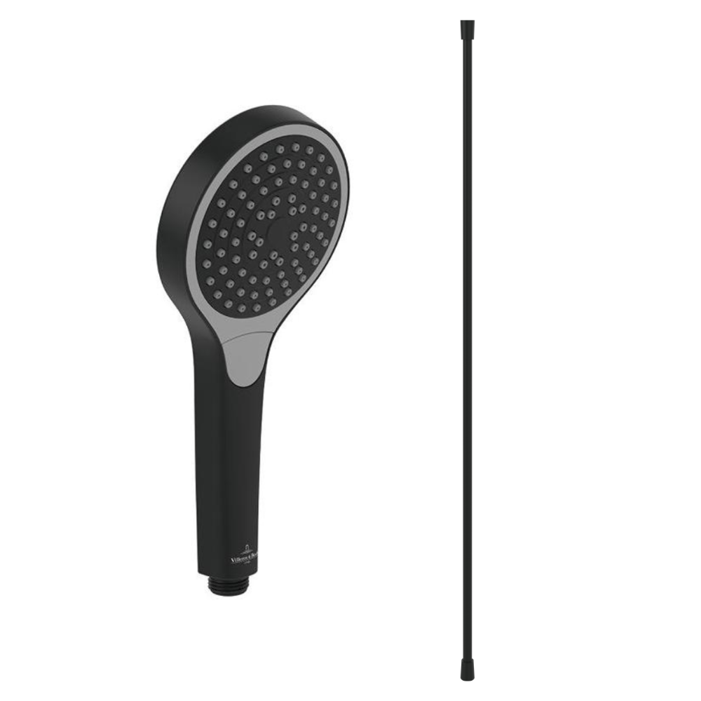 Pommeau de douche VILLEROY & BOCH Verve Showers 3 jets + Flexible de douche Universal Showers 160 cm noir