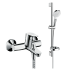 Pack mitigeur baignoire mécanique HANSGROHE Focus C2 chromé + Ensemble de douche Crometta 2 jets blanc/chromé