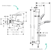 Schémas Pack mitigeur baignoire mécanique HANSGROHE Focus C2 chromé + Ensemble de douche Crometta 2 jets blanc/chromé