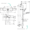Schémas Pack mitigeur baignoire thermostatique HANSGROHE Ecostat Comfort chromé + Ensemble de douche Crometta 2 jets