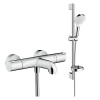 Pack mitigeur baignoire thermostatique HANSGROHE Ecostat 1001 CL chromé + Ensemble de douche Crometta 2 jets blanc/chromé