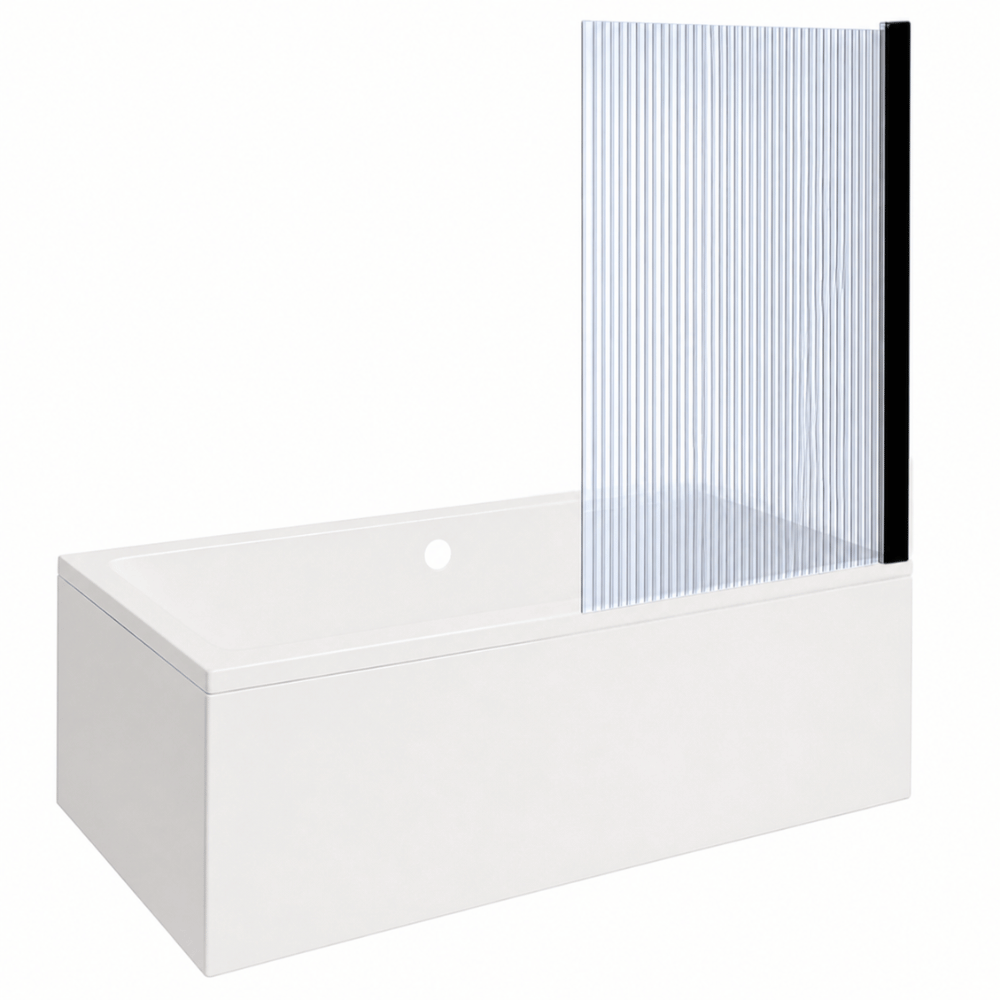 Baignoire droite VitrA Neon + pare bain Aurys Raywall noir mat| Batinea