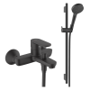 Pack mitigeur baignoire mécanique HANSGROHE Vernis Blend + Ensemble pommeau Vernis Blend EcoSmart 2 jets avec barre noir mat
