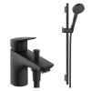 Pack mitigeur baignoire mécanique HANSGROHE Logis C2 + Ensemble pommeau Vernis Blend EcoSmart 2 jets avec barre noir mat