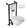 Pack cuvette WC suspendu sans bride JACOB DELAFON Moderne Life avec abattant frein de chute déclipsable  + bâti support + plaque