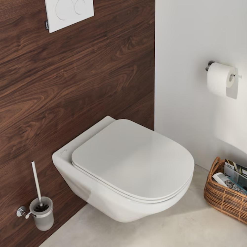 Pack cuvette WC suspendu sans bride JACOB DELAFON Moderne Life avec abattant frein de chute déclipsable  + bâti support + plaque