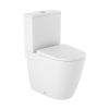WC à poser compact sans bride sortie réversible ROCA Ona blanc mat avec abattant frein de chute