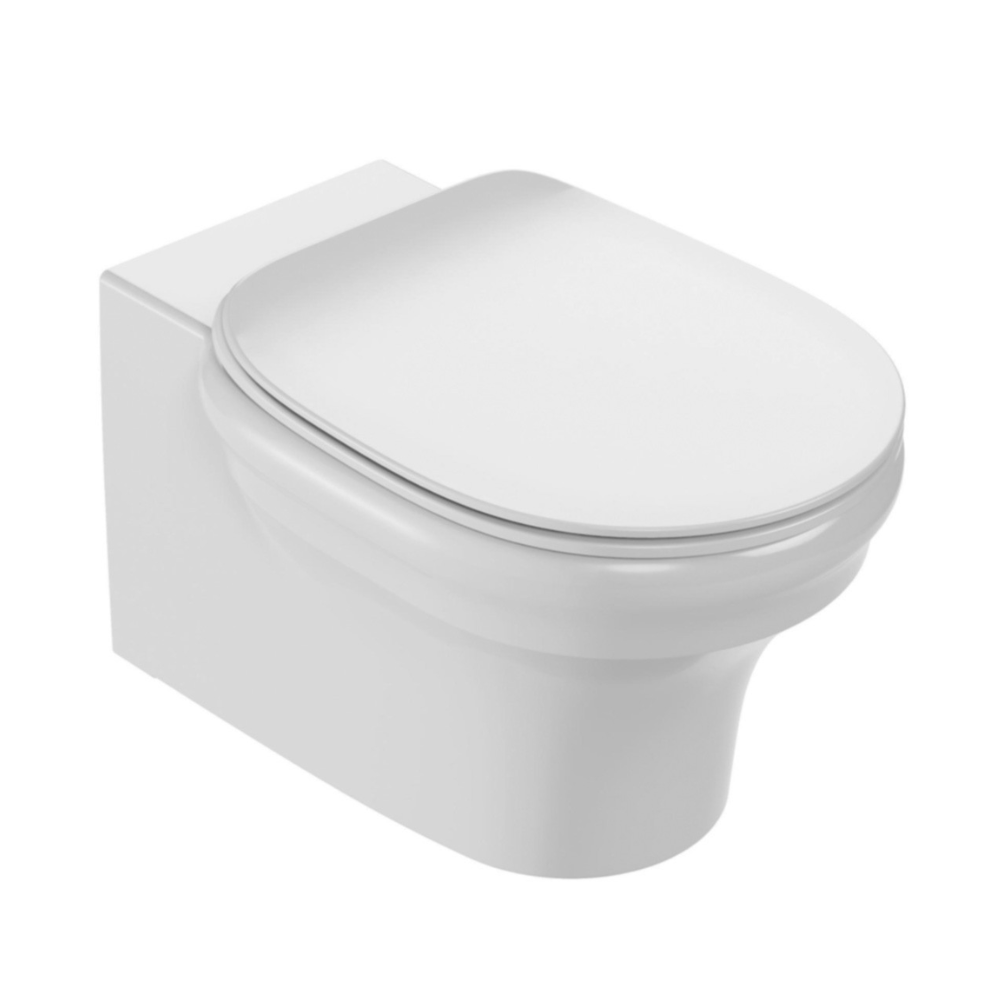 Cuvette WC suspendu sans bride JACOB DELAFON Cléo 1889 avec abattant frein de chute extra-plat déclipsable
