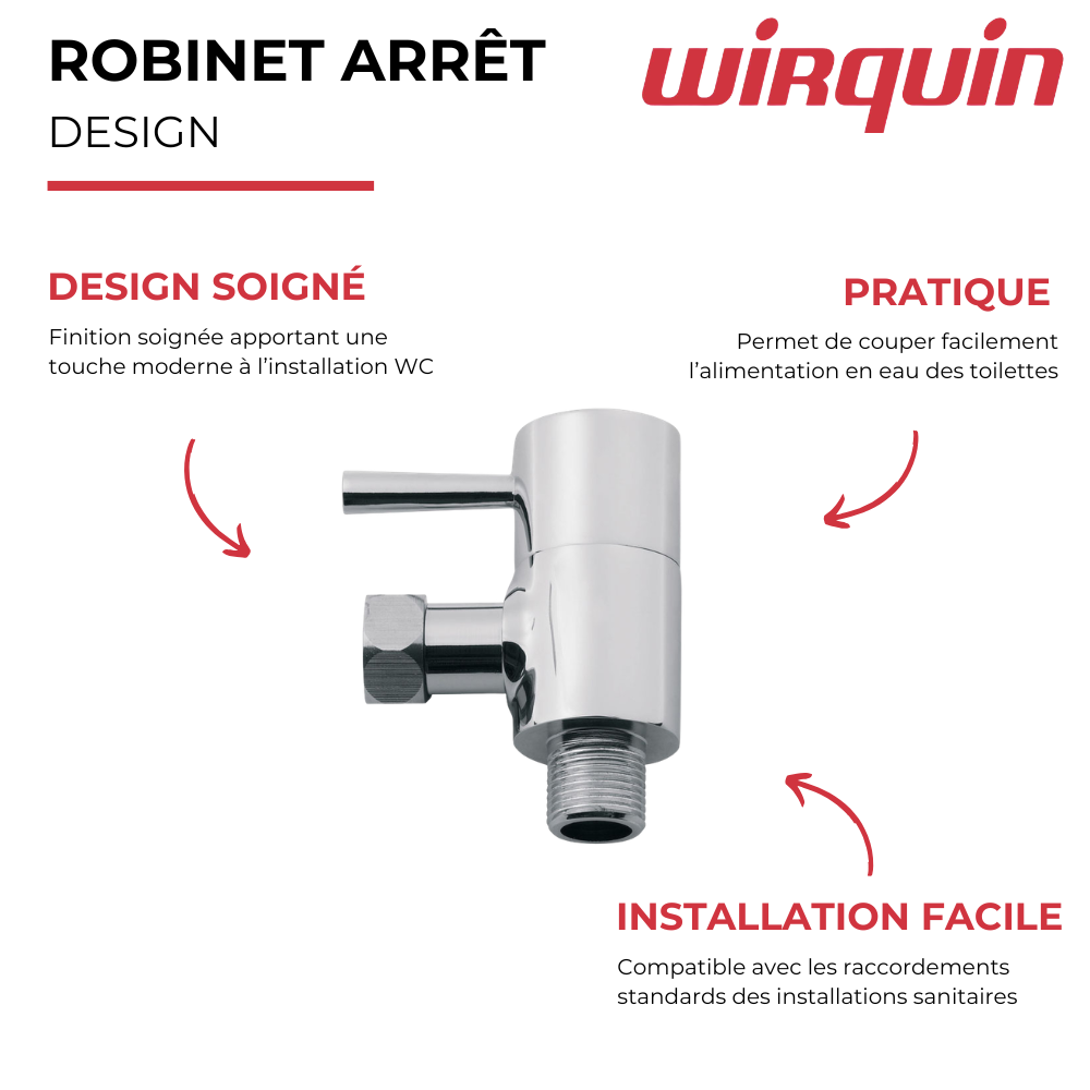 Robinet d'arrêt WC WIRQUIN Design rond présentation