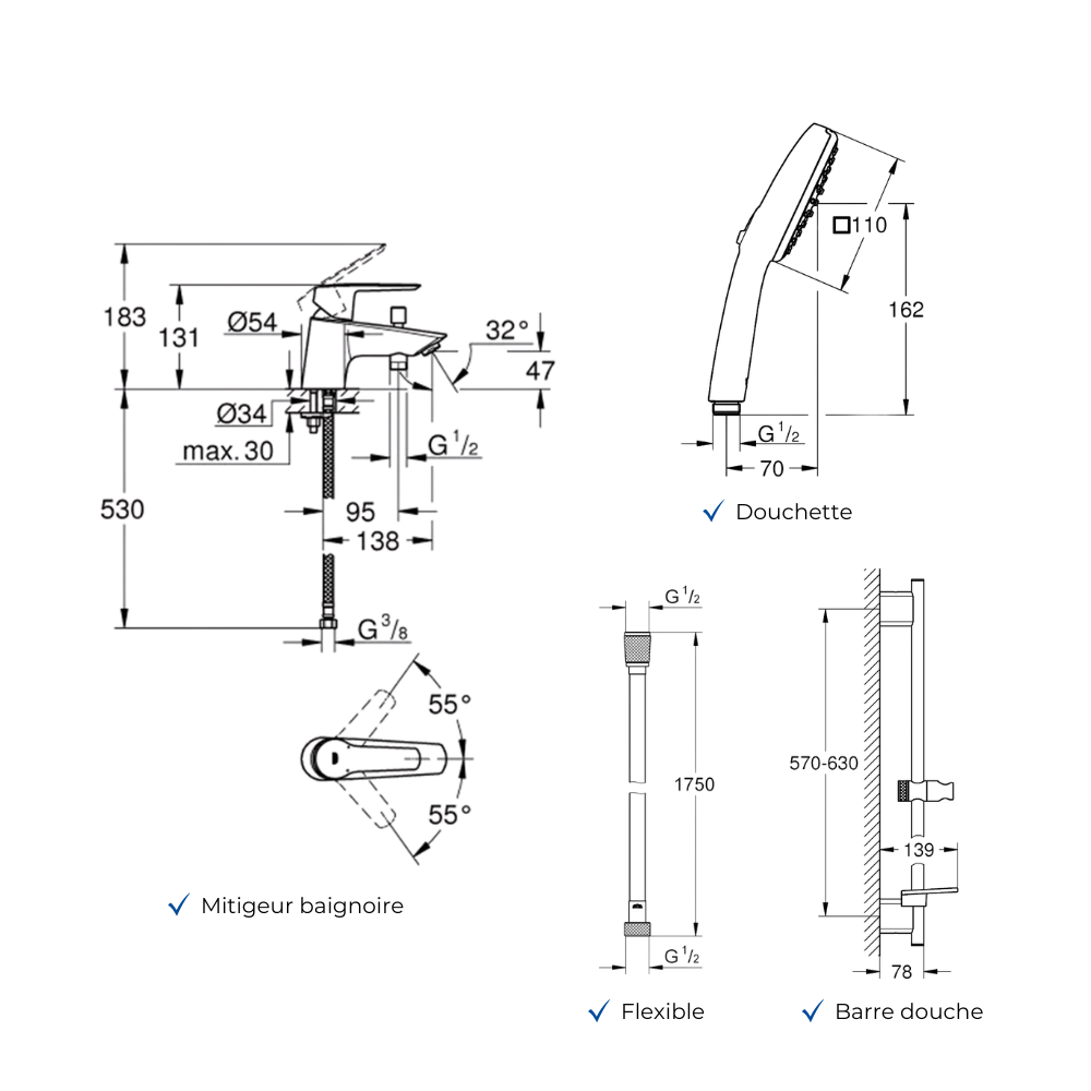 Ensemble GROHE Quickflix Start 2021  schéma