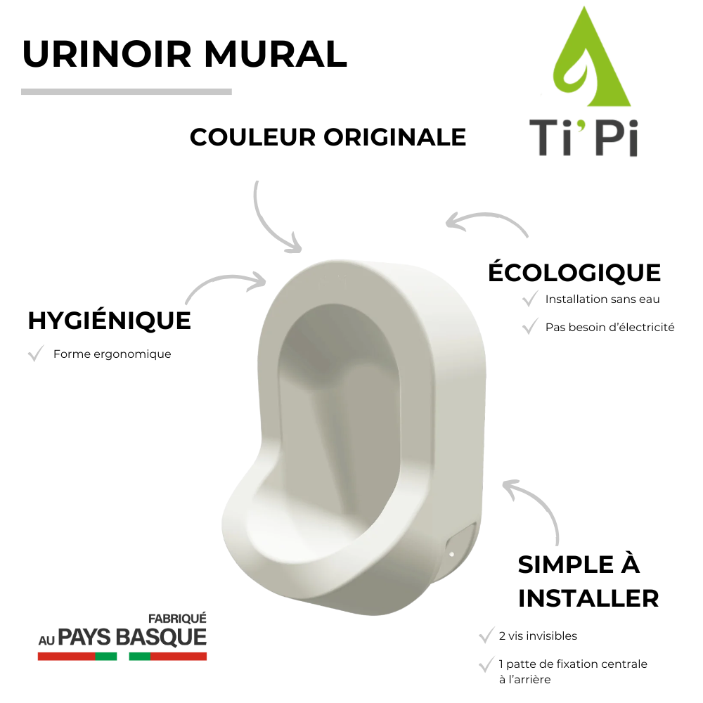 Urinoir sans eau TI'PI mural | Batinea