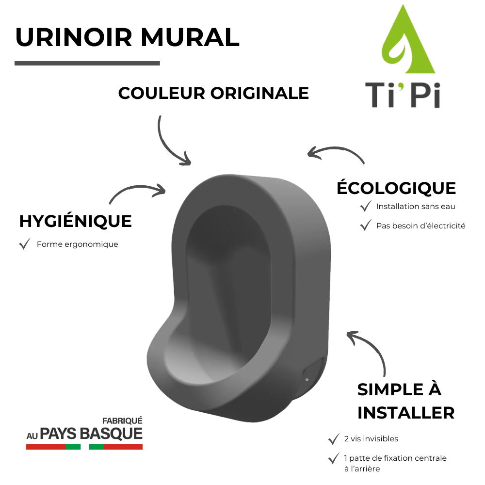 Urinoir sans eau TI'PI mural | Batinea