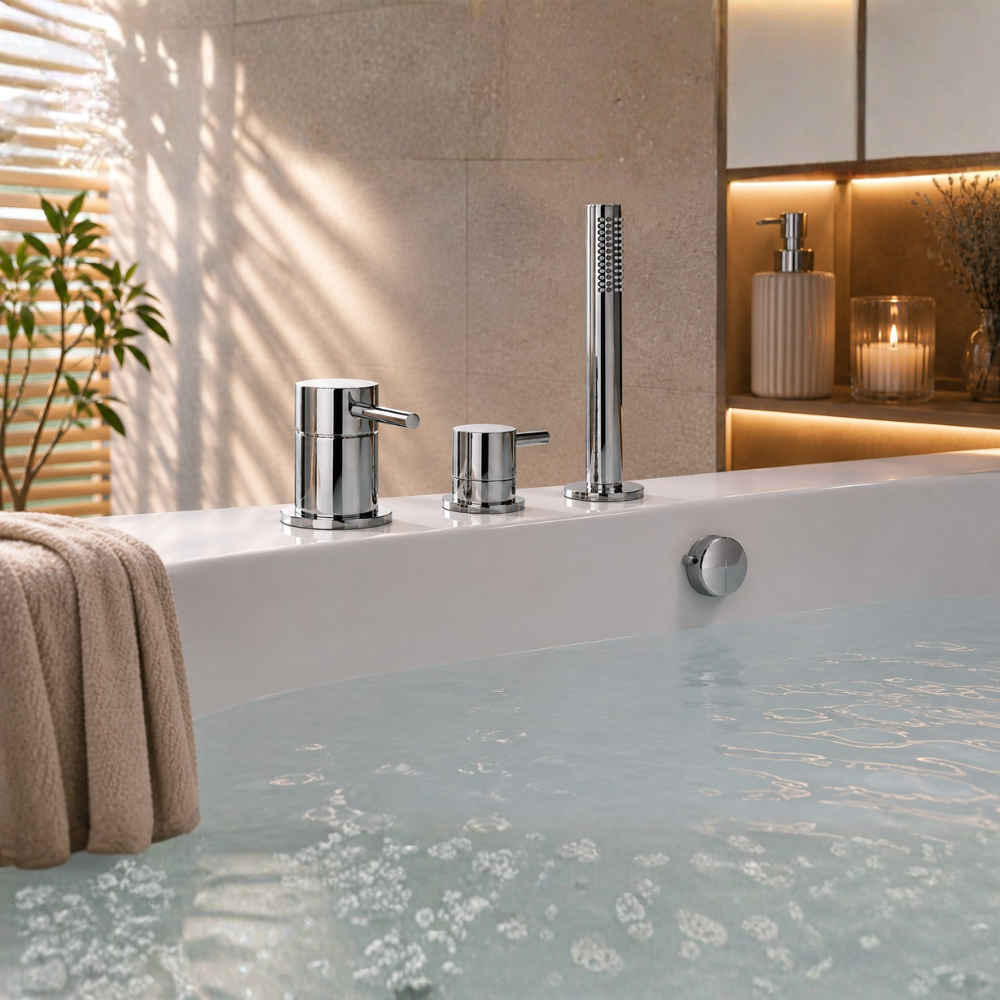 Ensemble bain Paini Cox chromé avec vidage chromé ambiance