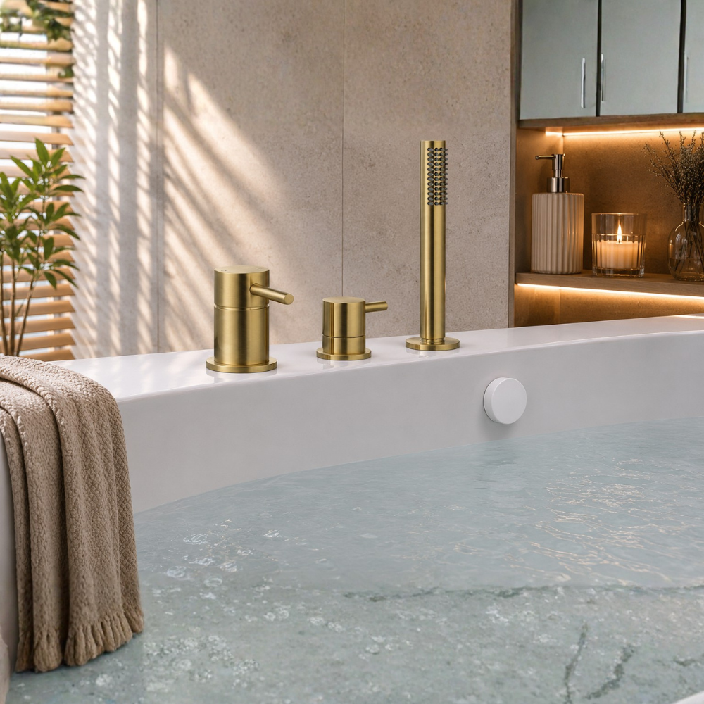 Ensemble bain Paini Ortence + Vidage laiton brossé ambiance