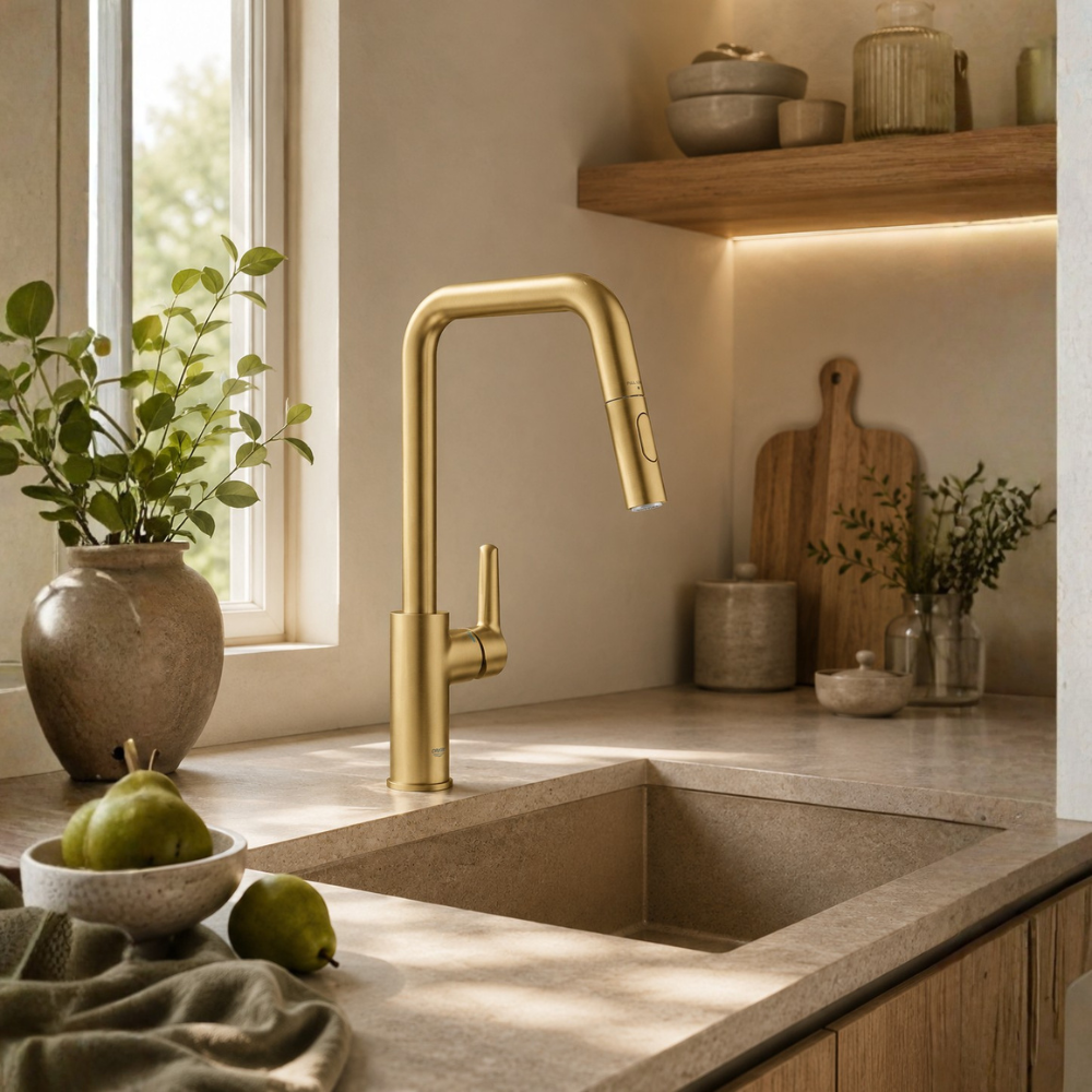 Robinet cuisine bec haut avec douchette GROHE Start Cool Sunrise ambiance