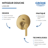 Façade robinet encastré monocommande 2 sorties GROHE Lineare Cool Sunrise présentation